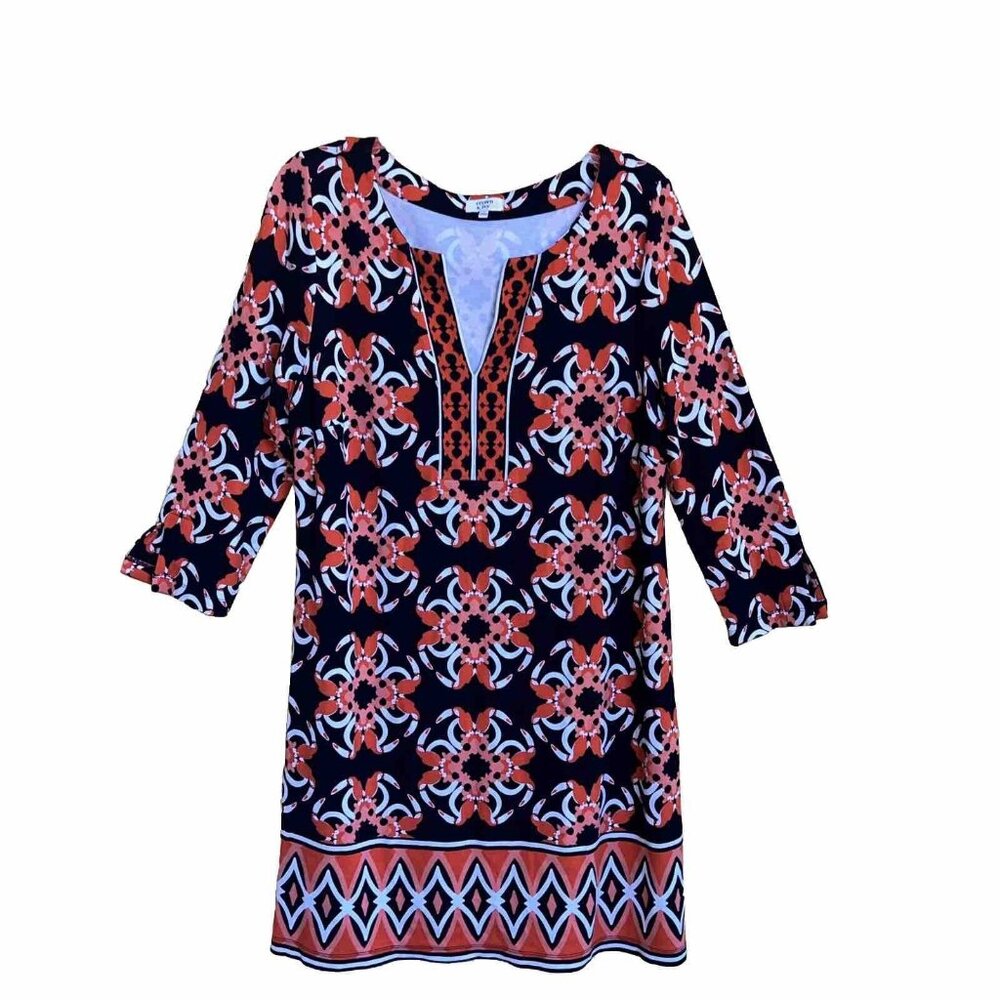 Crown & Ivy Dress Womens Large 3/4 Sleeve Ponte Knit Toucan Shift